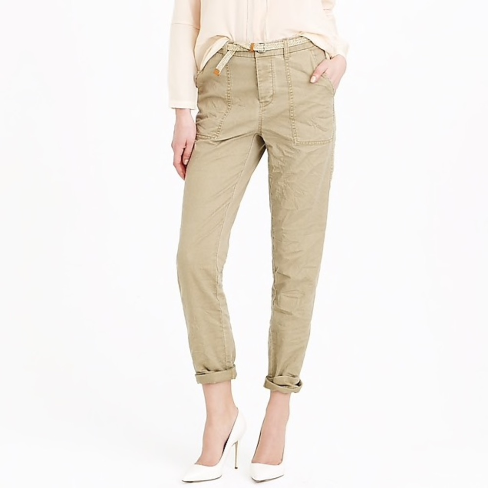 J crew olive green utility pant size 0